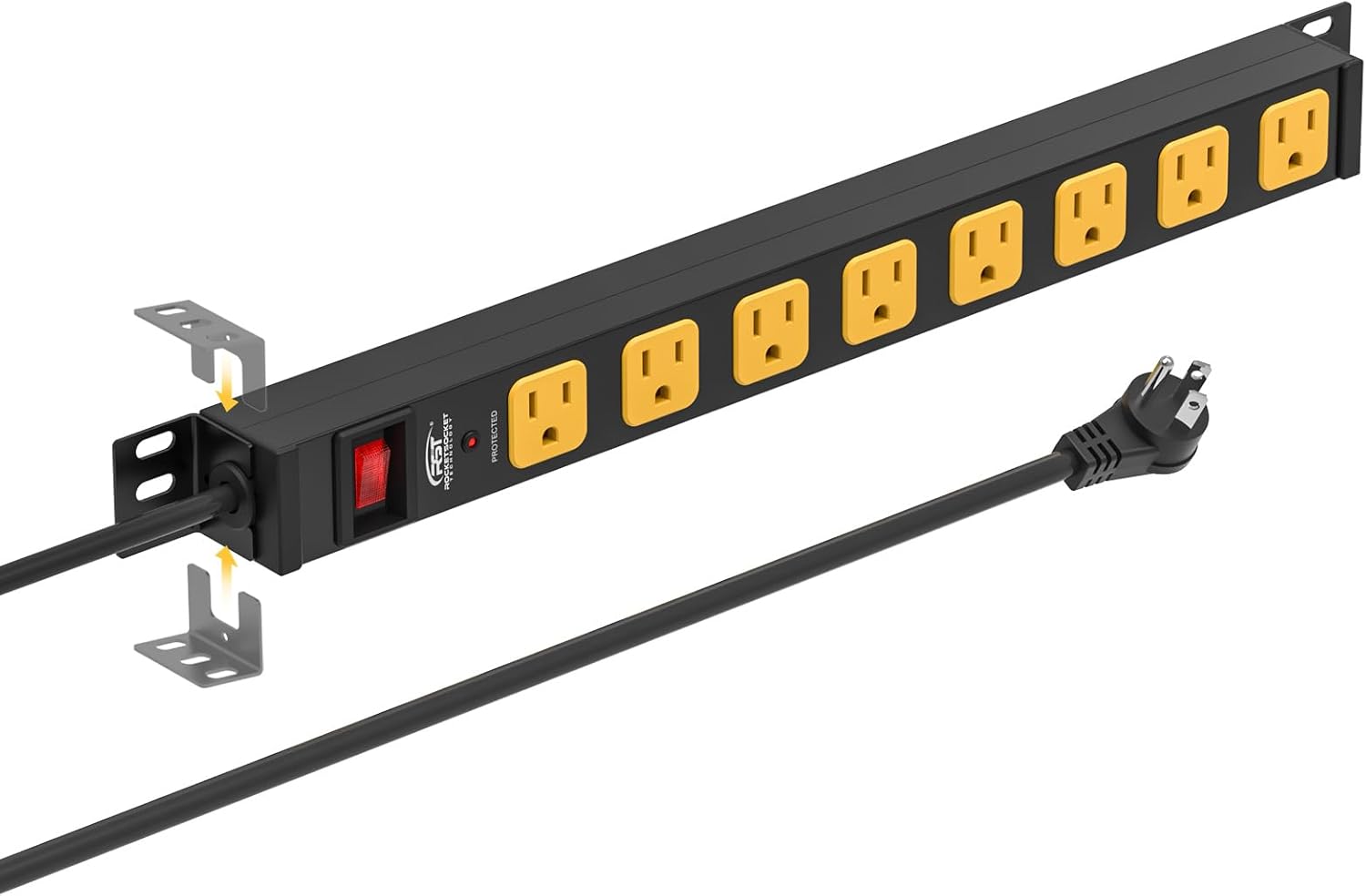 CRST 8 Outlet Power Bar with Surge Protector 2100J,Heavy Duty Metal Mountable Power Strip,Wall Mount,6F Cord,ETL Listed