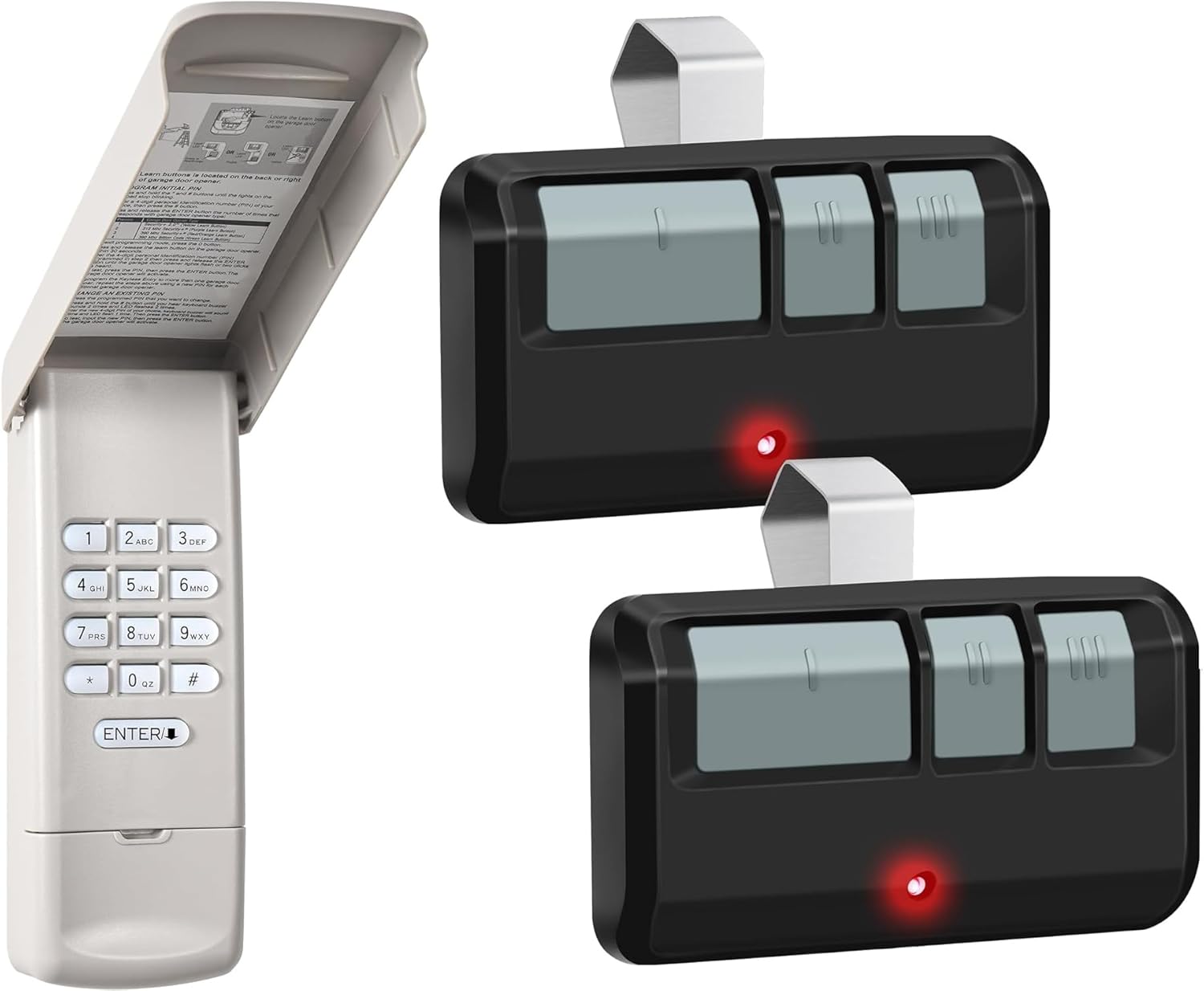 Garage Door Keypad with 2 Pack Garage Door Opener Remote, Fit for LiftMaster/Chamberlain/Craftsman Garage Door Opener