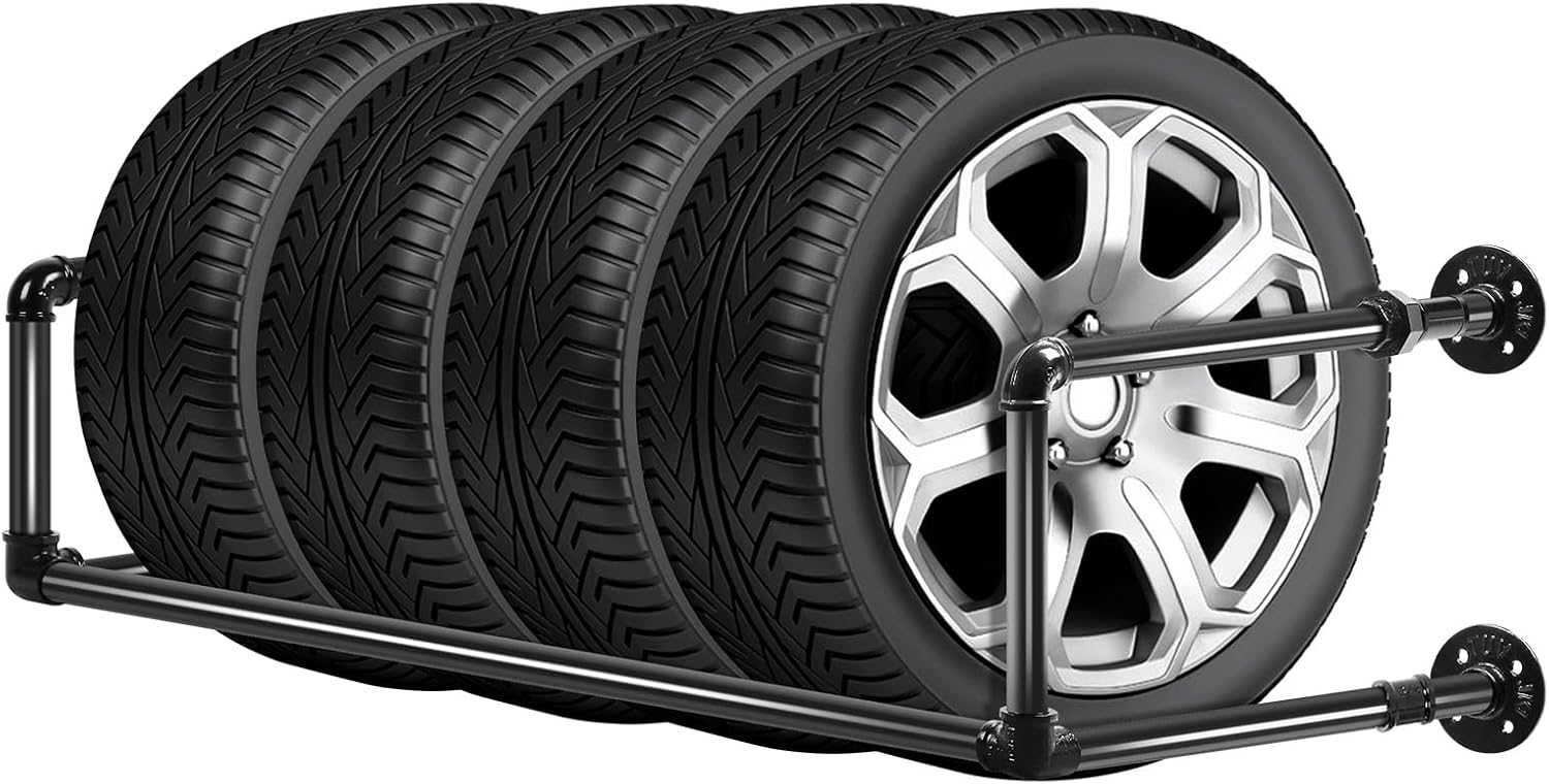 Tire Rack Wall Mount, 51'' Length Heavy-Duty Metal Iron Tire Storage Rack with Large Weight Capacity, With Powder Coated Wear-resistant, Rust-proof