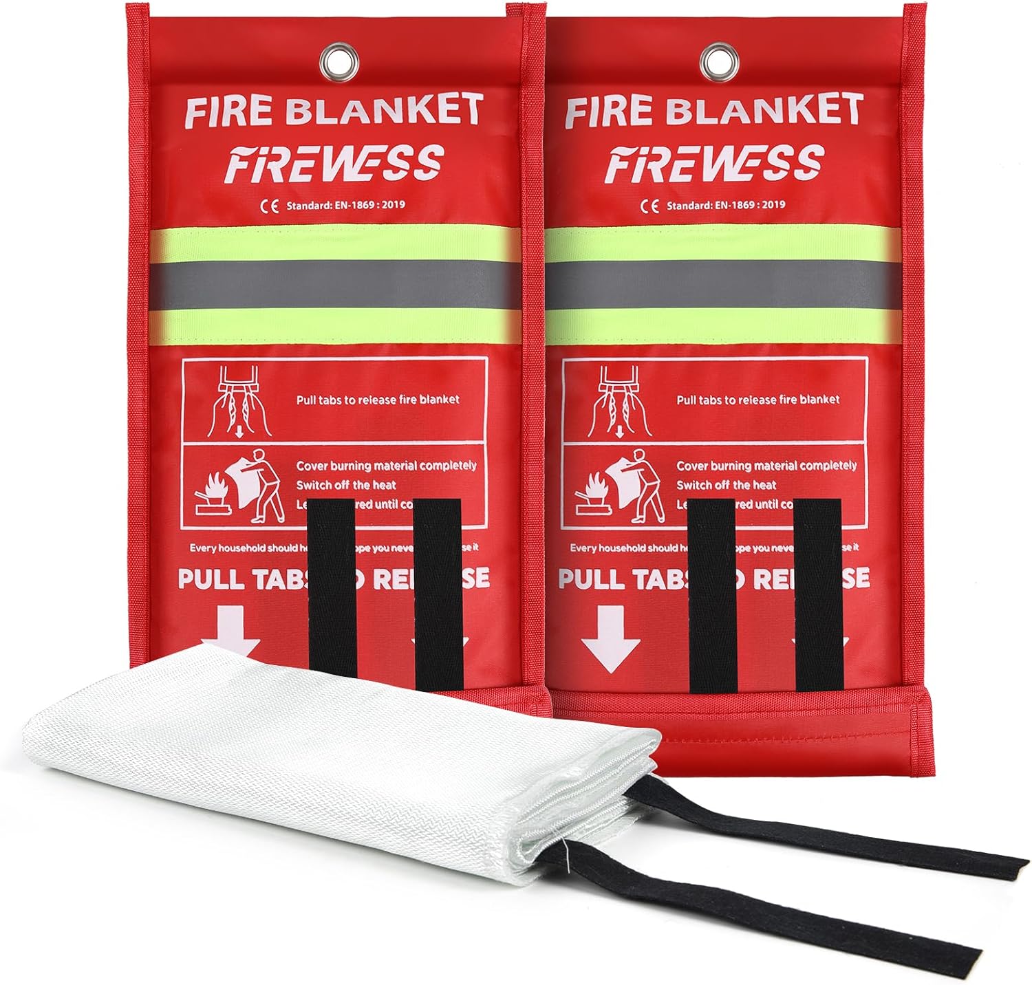 FIREWESS Emergency Fire Blanket, Fiberglass Fireproof Blanket for House Camping, Car, Office, Grill, Warehouse Emergency Survival Safety
