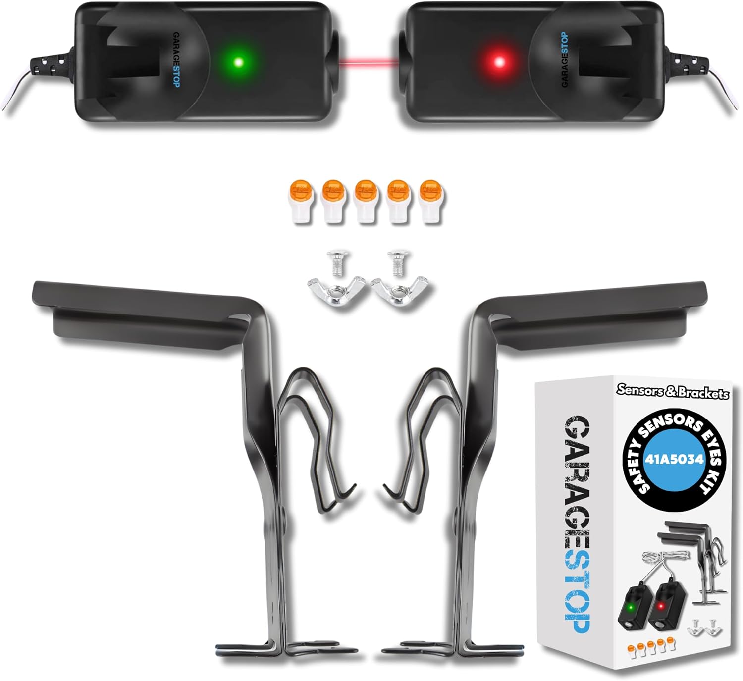 Replacement Saftey Sensors & Brackets for Liftmaster Chamberlain Sears Garage Openers (801CB-P, 41A5034)