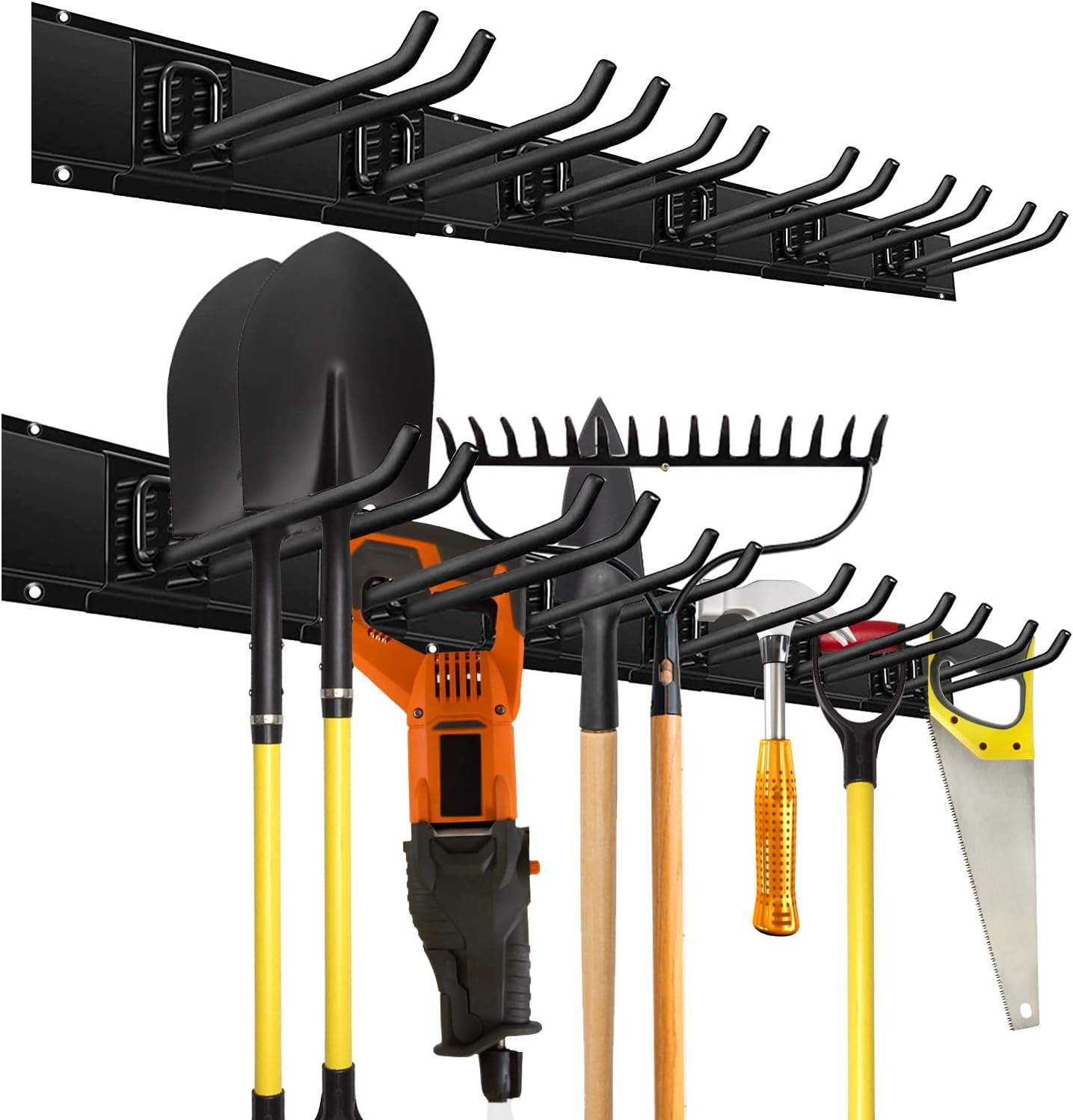 HARMOUNT Garage Storage Wall Organizer, Wall Mount Rack Hooks Heavy Duty Garden Tool Organizer and Storage, 48 Inch Wall Mount Tool Organization