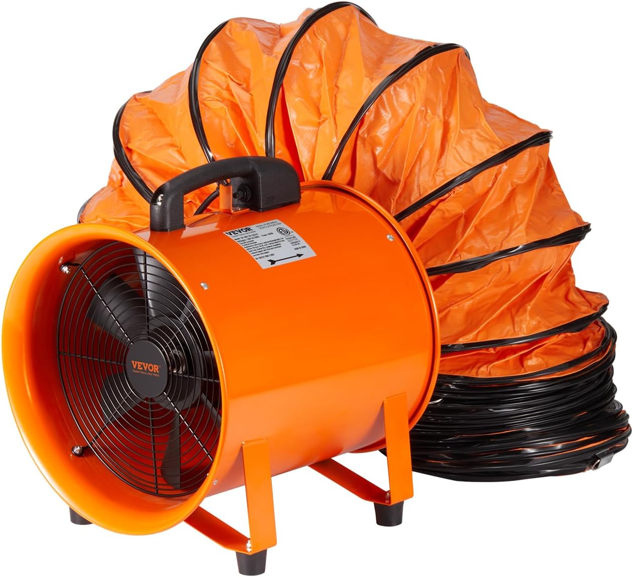VEVOR Portable Ventilator, 10 inch Heavy Duty Cylinder Fan with 33ft Duct Hose, 380W Strong Shop Exhaust Blower 1893FM, Industrial Utility Blower