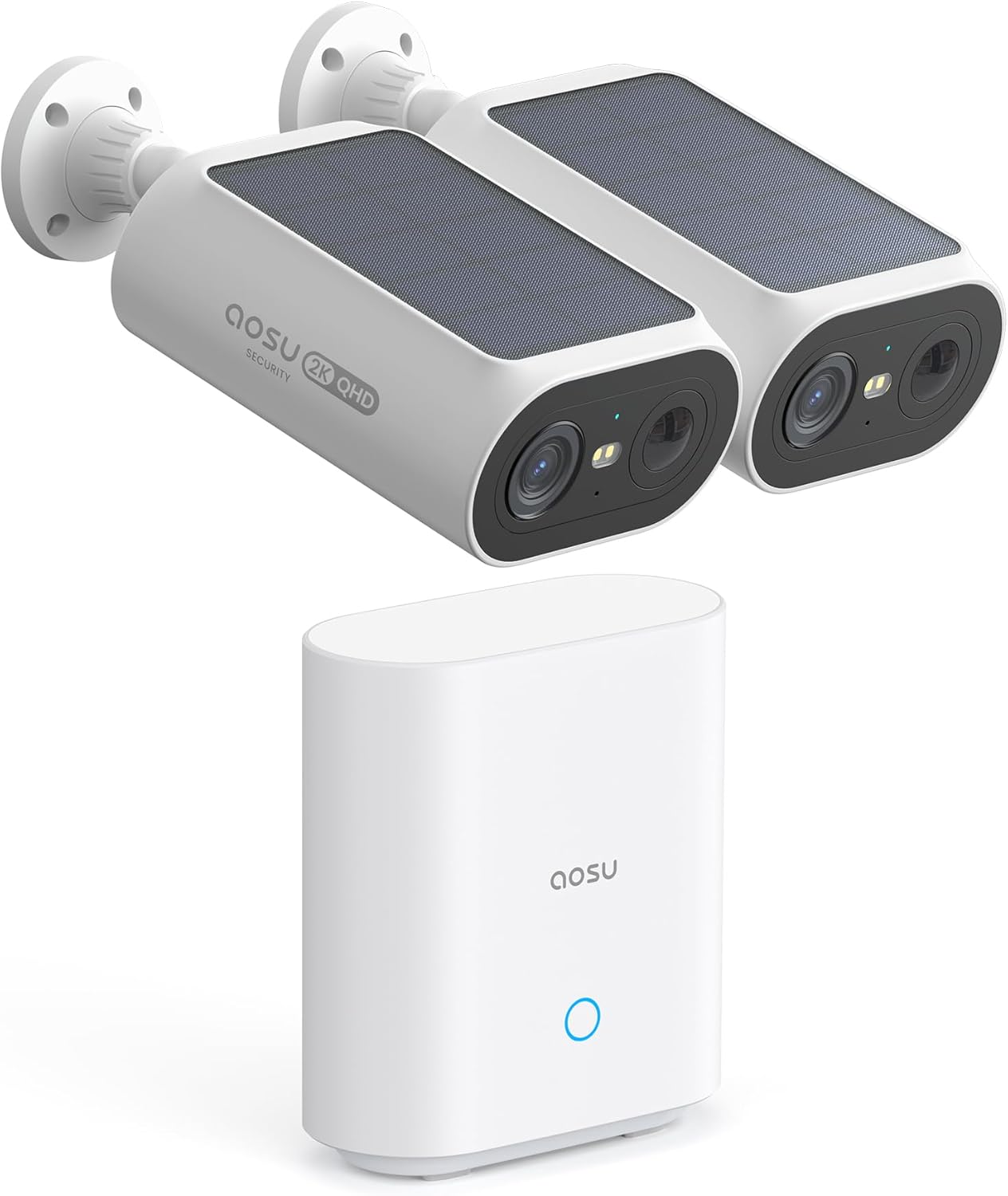 AOSU Solar Security Cameras Wireless Outdoor, 2 Cam-Kit, No Monthly Fees, Local Storage, Home Security Cameras System with Integrated Solar Panel