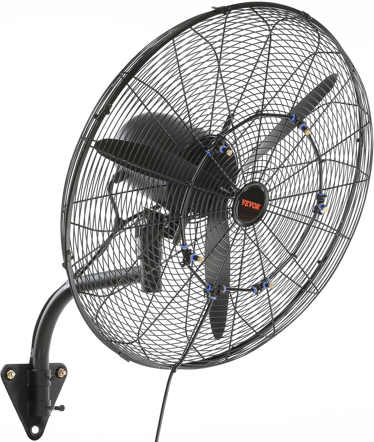 VEVOR Wall-Mount Misting Fan, 24 Inch, 3-speed High Velocity Max. 7000 CFM, Waterproof Oscillating Industrial Wall Fan, Commercial or Residential