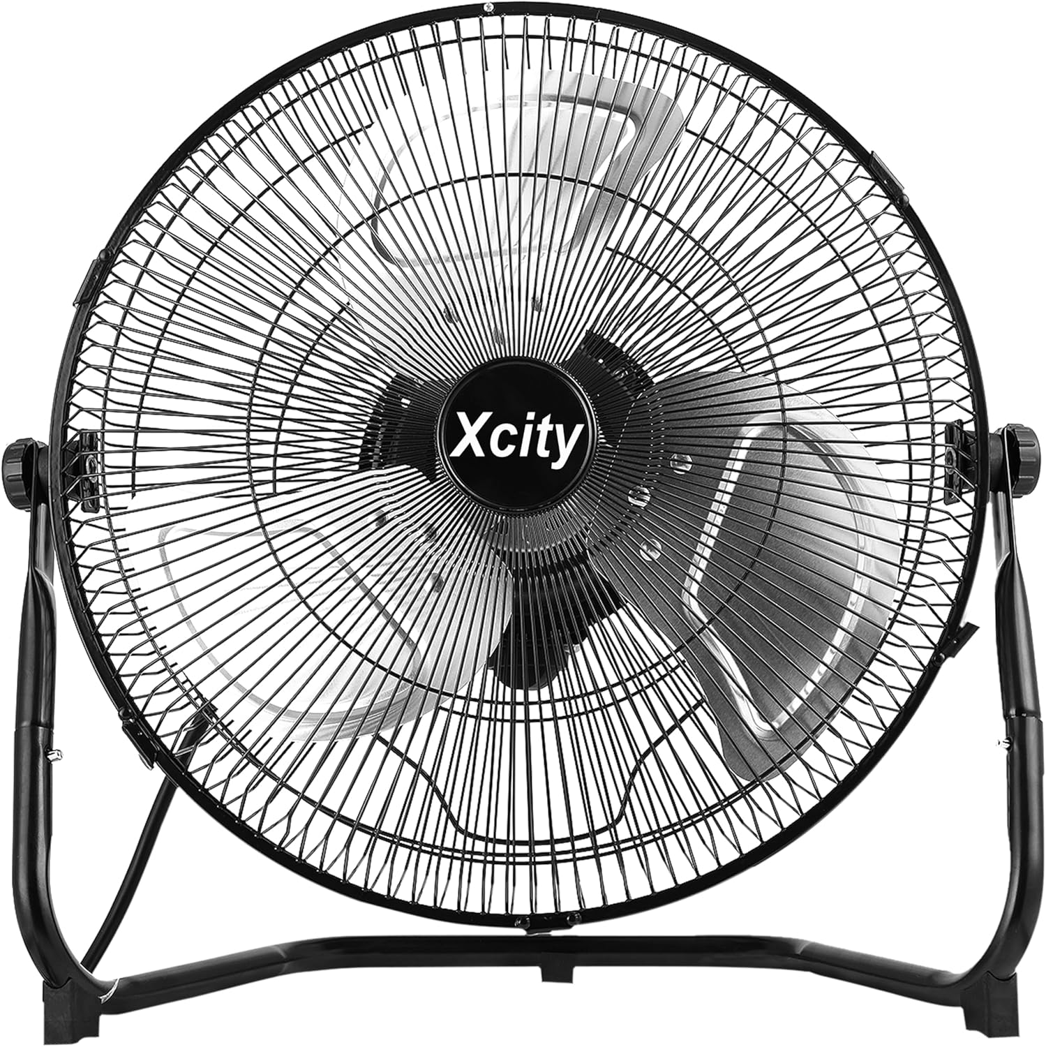 Xcity 12 Inch Industrial Floor Fan, Max 1800 CFM, 3-speed and 360°Adjustable Tilt, Metal Construction and Aluminum Blades, Ideal for Warehouse, Workshop